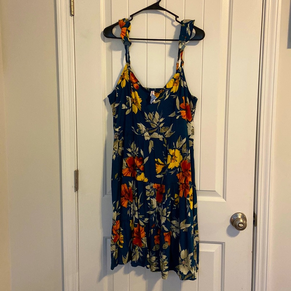 Floral Ruffle Shoulder Dress